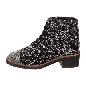 CHANEL CC Lace-Up Combat Style Boots IT 37.5